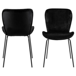 Lot de 2 chaises Léonce en velours et métal - Noir