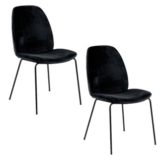 Lot de 2 chaises Billie en velours et métal - Noir