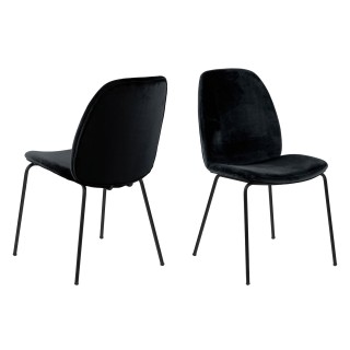 Lot de 2 chaises Billie en velours et métal - Noir