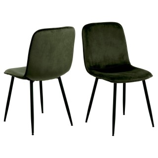 Lot de 4 chaises Kate en velours et métal - Vert