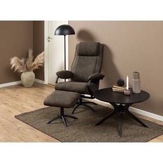 Fauteuil Hailey avec accoudoirs et repose pieds - Taupe