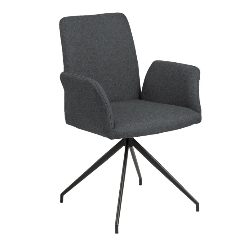 Fauteuil de table Lou en tissu - Gris foncé