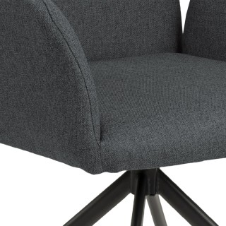 Fauteuil de table Lou en tissu - Gris foncé