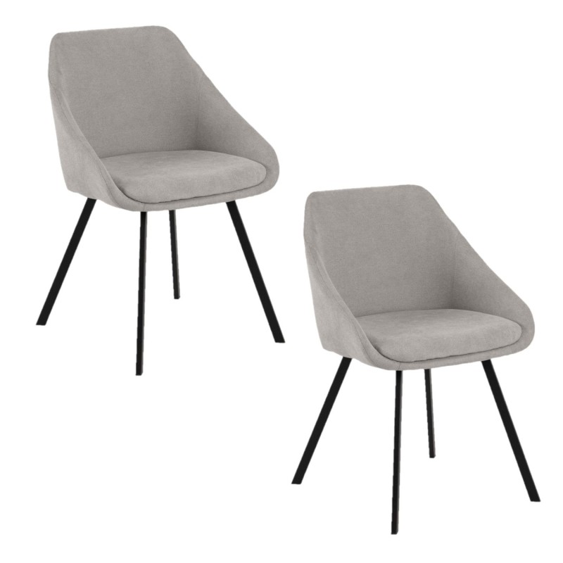 Lot de 2 fauteuils de table Maxine en tissu - Gris