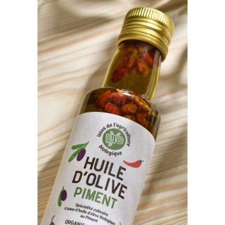 Huile d’olive extra vierge piment BIO - Bouteille 250ml