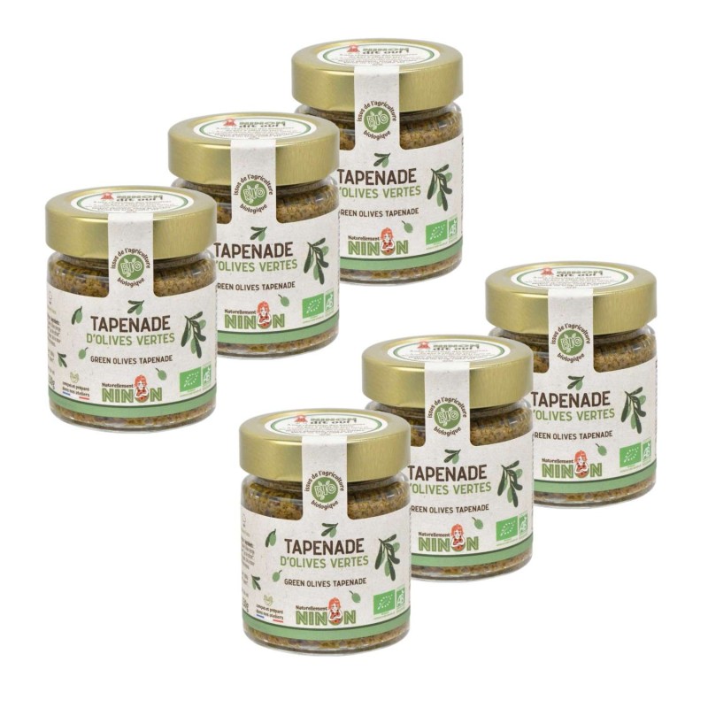 Lot 6x Tapenade d'olives vertes BIO - Pot 130g