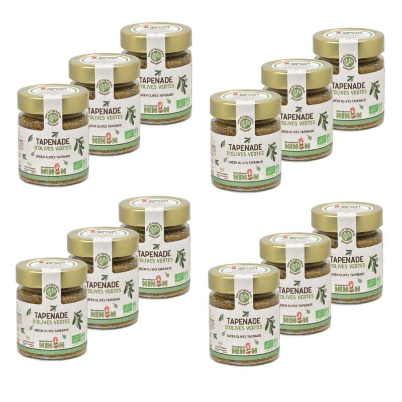 Lot 12x Tapenade d'olives vertes BIO - Pot 130g