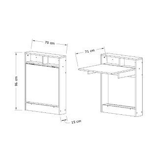 Table pliante Aymar en bois - Blanc et beige