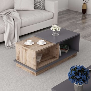 Table basse 2 niches Zéline en bois - Anthracite et beige