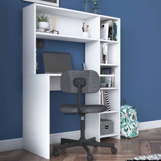 Bureau Luminure avec rangements en bois - Blanc