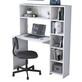 Bureau Luminure avec rangements en bois - Blanc