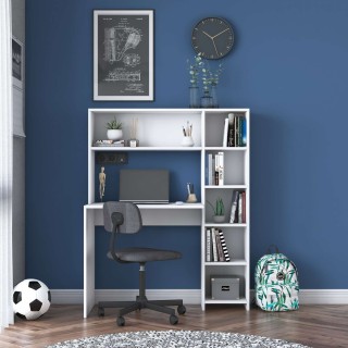 Bureau Luminure avec rangements en bois - Blanc