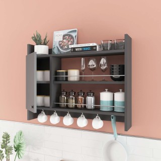 Etagère de cuisine 1 porte Hector en bois - Gris anthracite