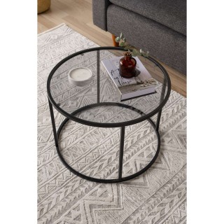 Table basse Solsiste en verre - Diam 80 cm - Noir