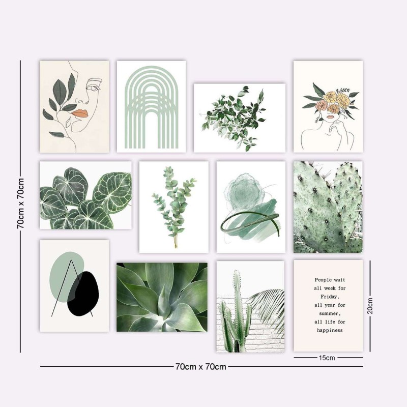 Lot de 12 tableaux Nature - Vert