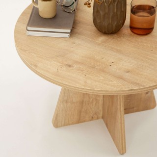 Table basse ronde Valence en bois - Beige