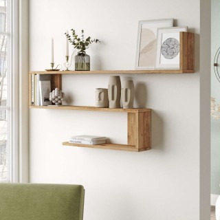 Etagère murale 3 tablettes Oscillia en bois - Beige