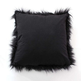 Coussin doux à poils longs Epicéa - 45 x 45 cm - Noir