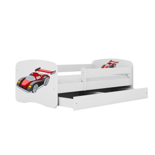 Lit Babydreams Voiture de course avec matelas et tiroir - Kocot Kids - 70 x 140 cm - Blanc