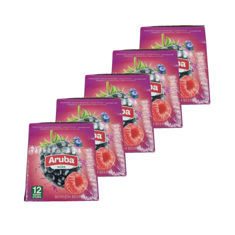 Lot 5x Boisson instantanée arôme fruits rouges - 12 x 30g - Boîte 1,8kg