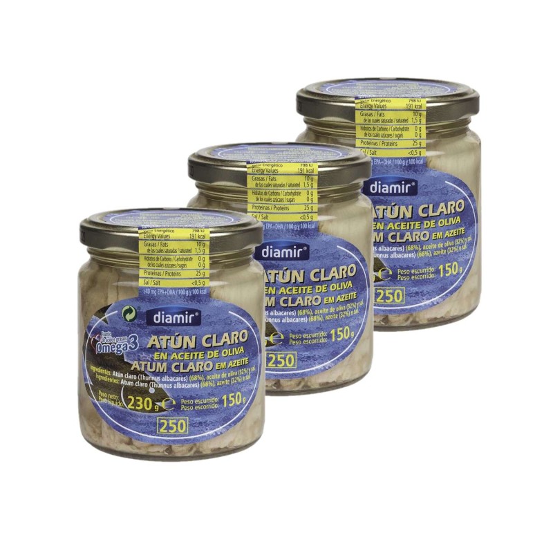 Lot 3x Echine de thon albacore à l'huile d'olive - Bocal 220g