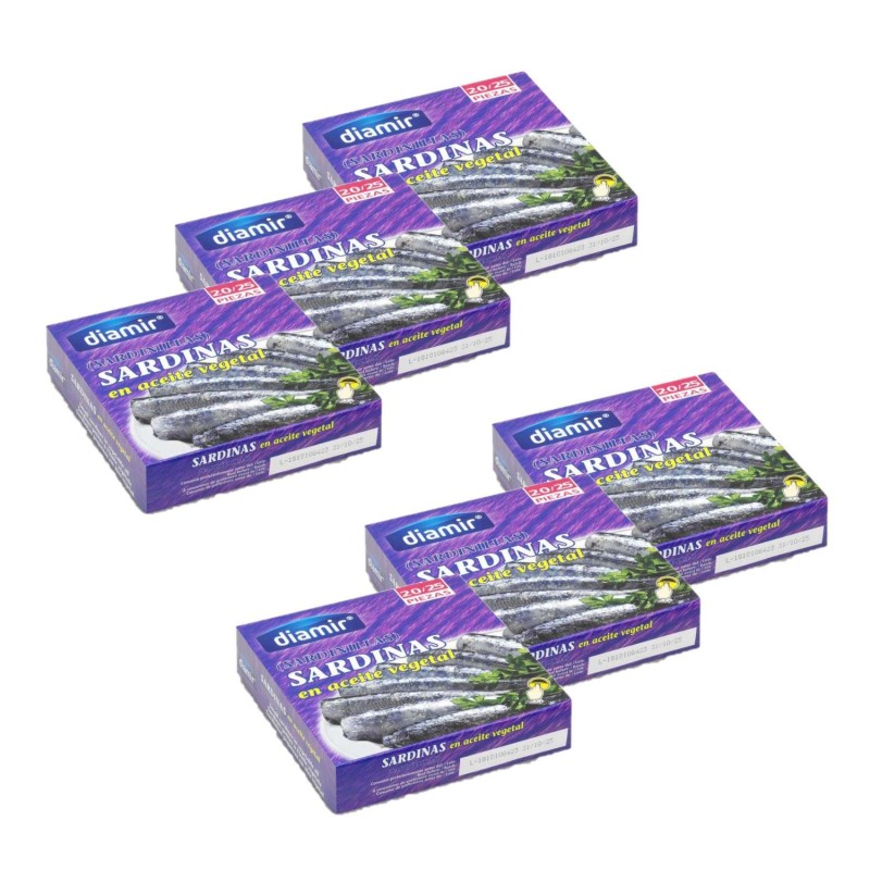 Lot 6x Petites sardines à l'huile - Boîte 266g