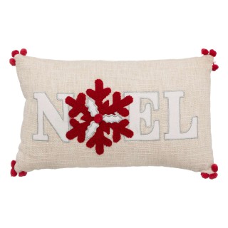 Coussin de Noël flocon - 50 x 30 cm - Beige et rouge