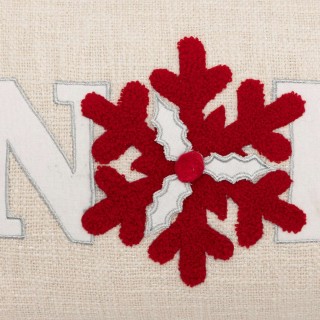 Coussin de Noël flocon - 50 x 30 cm - Beige et rouge