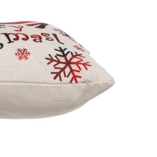 Coussin de Noël Renne - 40 x 40 cm - Beige et Rouge