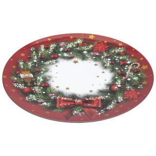 Lot de 12 dessous d'assiette Couronne de Noël D. 33 cm - Rouge