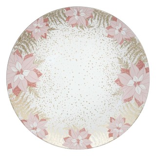 Lot de 12 dessous d'assiette Fleur D.33 cm - Rose et or