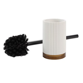 Brosse WC Hamilton effet pierre et acacia - Blanc