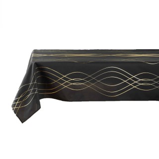 Nappe rectangulaire antitache et infroissable Rêve d'or - 150 x 300 cm - Noir et or