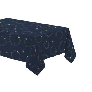 Nappe rectangulaire antitache et infroissable Etoiles scintillantes - 150 x 240 cm - Bleu et or