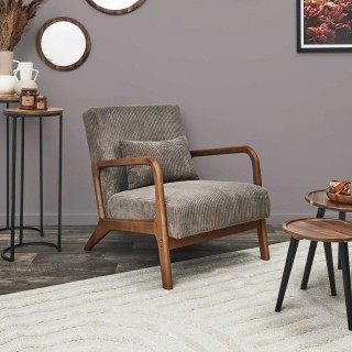 Fauteuil de salon en tissu côtelé Drammen - Taupe