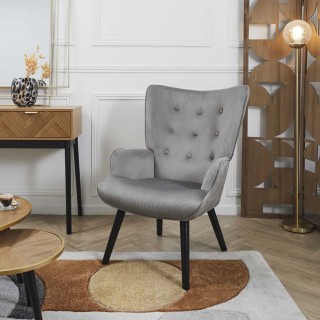 Fauteuil de salon en velours côtelé Giulia - Gris