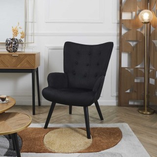 Fauteuil de salon en velours côtelé Giulia - Noir