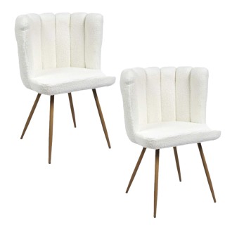 Lot de 2 chaises design effet bouclette Ariel - Blanc