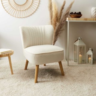 Fauteuil crapaud en bouclette Moss - Blanc