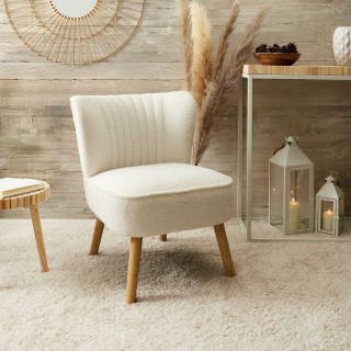 Fauteuil crapaud en bouclette Moss - Blanc