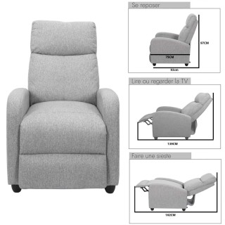 Fauteuil relax multiposition Odda - Gris