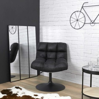 Fauteuil vintage avec pied pivotant Bodo - Noir