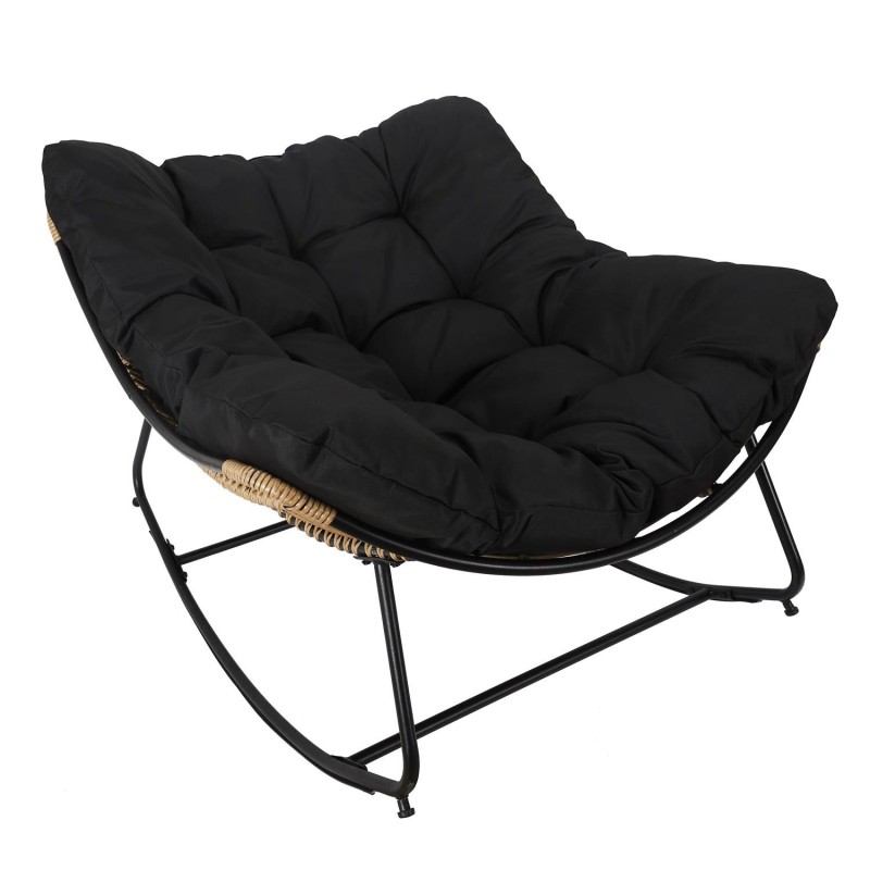 Fauteuil à bascule rembourré Asgar - Noir