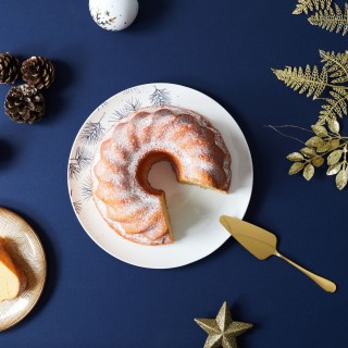 Ensemble plat à tarte et pelle de service - Blanc et doré