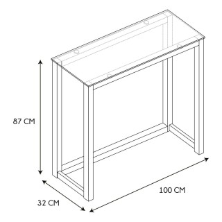 Console en verre et bois - Marron et transparent