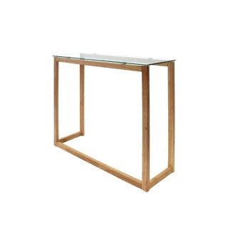 Console en verre et bois - Marron et transparent