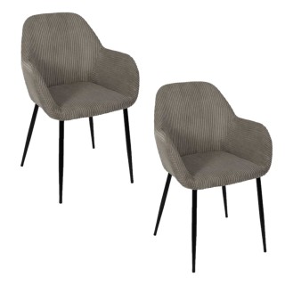 Lot de 2 fauteuils en tissu côtelé DRAMMEN - Gris