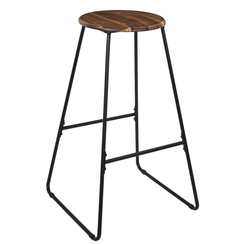 Tabouret de bar en acacia VISBY - Marron et noir