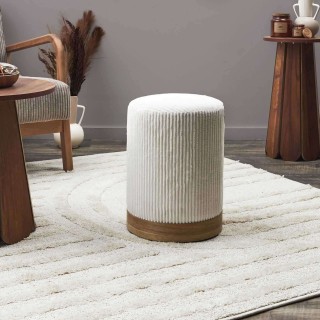 Pouf en tissu côtelé DRAMMEN - Beige