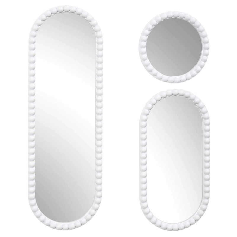 Lot de 3 miroirs ronds et ovales - Blanc